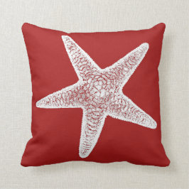 Almofada Travesseiro vermelho com estrela do mar