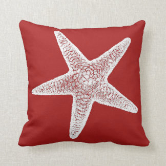 Almofada Travesseiro vermelho com estrela do mar