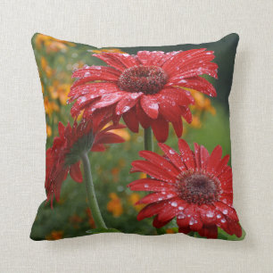 Almofada Travesseiro vermelho da margarida do Gerbera
