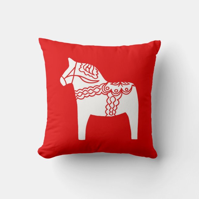 Almofada Travesseiro vermelho do cavalo de Dala (Frente)