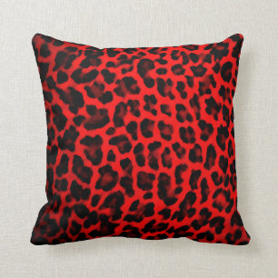 Almofada Travesseiro vermelho do impressão do leopardo
