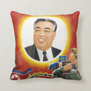 Almofada Travesseiro vermelho do retrato de Kim Il-sung