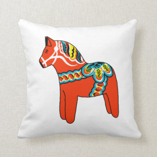 Almofada Travesseiro vermelho e azul do cavalo de Dala