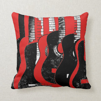 Almofada Travesseiro vermelho e preto das guitarra