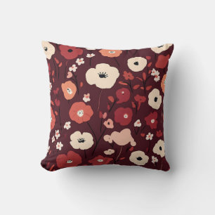 Almofada Travesseiro Vermelho Profundo com Cremy Floral Clu