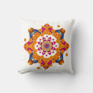 Almofada Travesseiro Vibrant Diwali Marigold Rangoli Cobrir