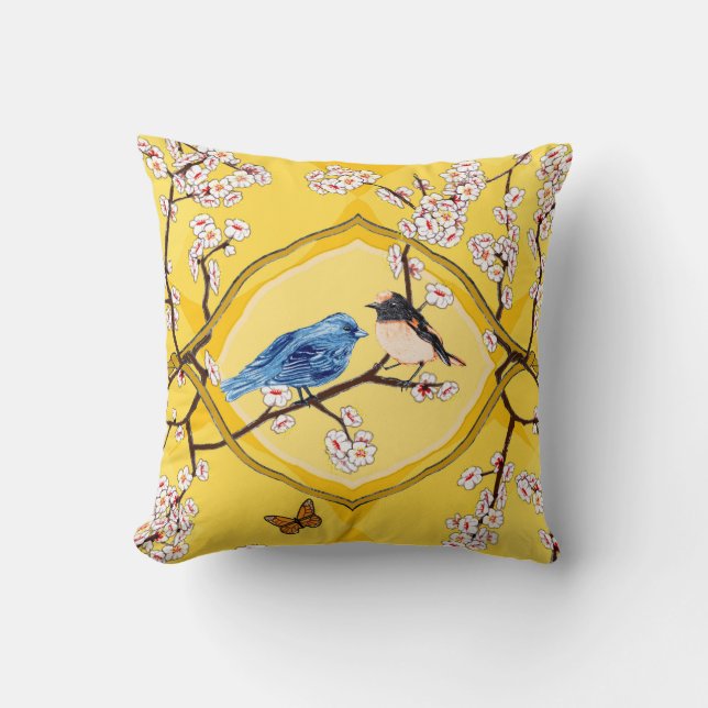 Almofada Travesseiro Vigneta PH&D Bluebird Amarelo Daffodil (Frente)