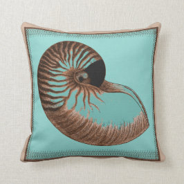Almofada Travesseiro Vintage Aqua Chambered Nautilus Shell