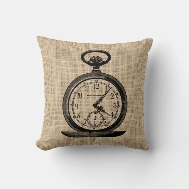 Almofada Travesseiro Vintage Pocket Watch (Frente)