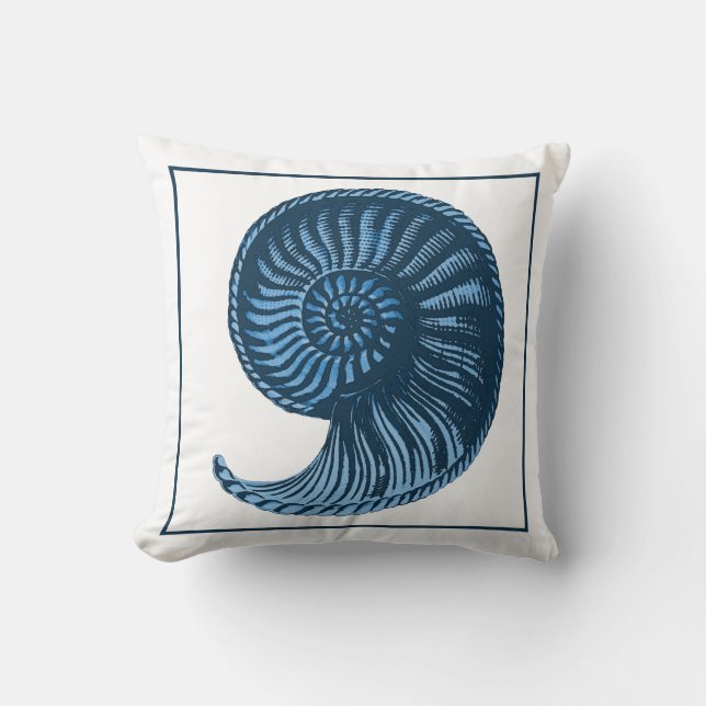 Almofada Travesseiro Vintage Seashell Azul Nº 3 (Frente)