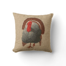 Travesseiro Vintage Turkey em faux Burlap