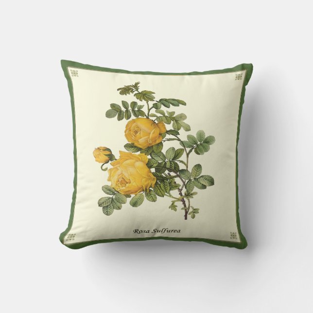 Almofada Travesseiro Vintage Yellow Roses (Frente)