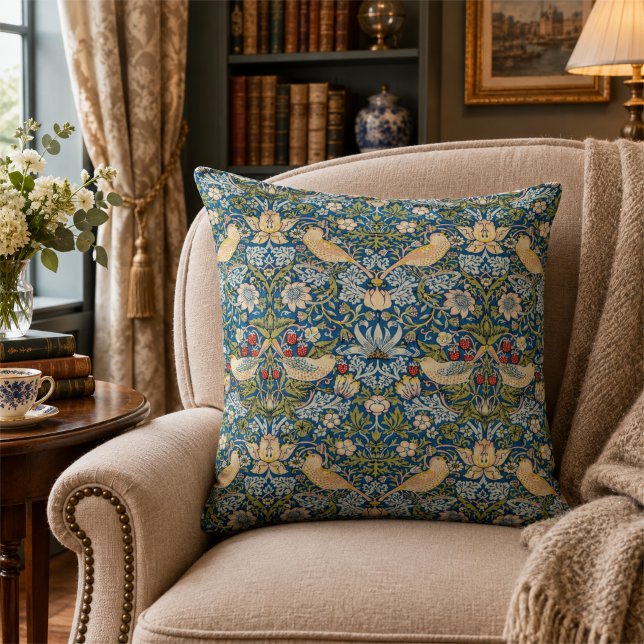 Almofada Travesseiro William Morris Strawberry Thief (William Morris Strawberry Thief Throw Pillow)