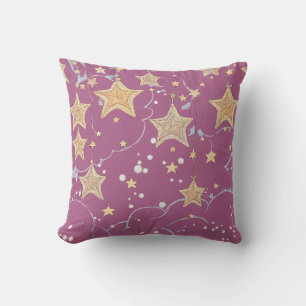 Almofada Travesseiro Wish Upon a Star Estrela Roxa e Dour