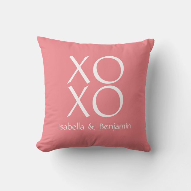 Almofada Travesseiro XOXO personalizável cor-de-rosa (Frente)