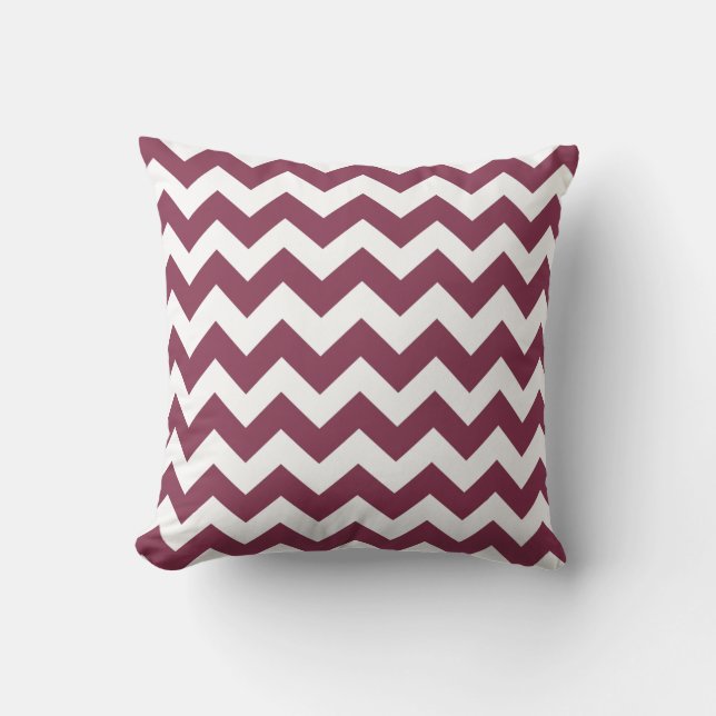Almofada Travesseiro Zig Zag Chevron Branco e Plum (Frente)