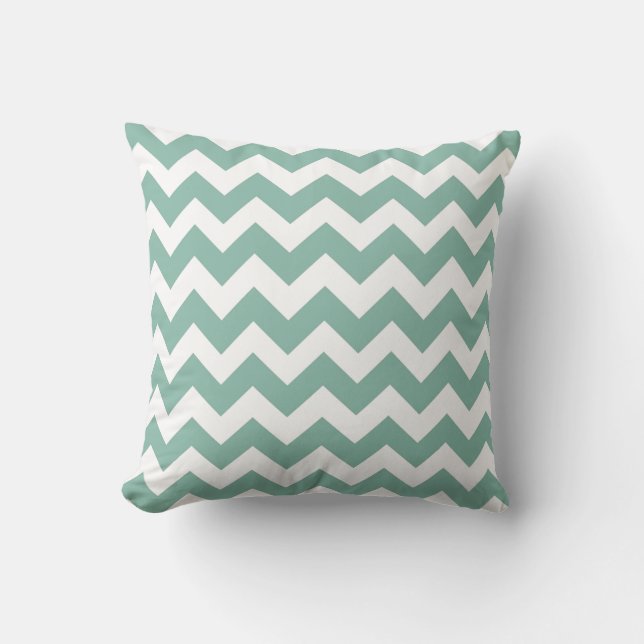 Almofada Travesseiro Zig Zag Mint e White Chevron (Frente)