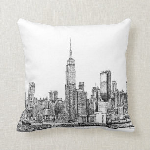 Almofada Travesseiros da tinta da skyline de New York