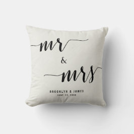 Almofada Travesseiros De Casamento Da Caligrafia Preta E Br