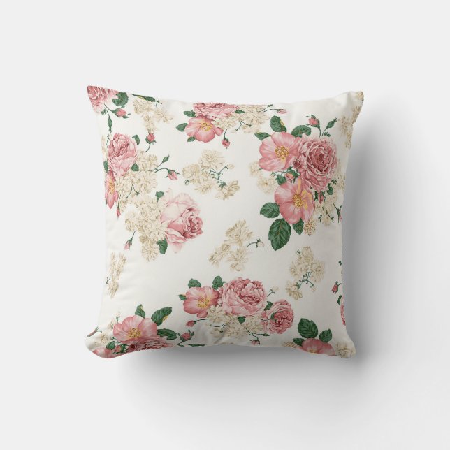 Almofada Travesseiros de Designer Floral Rosa - Presentes P (Frente)