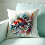 Almofada Travesseiros de Peixe Koi com Aquarela Japonesa<br><div class="desc">Traga harmonia e elegância para o seu espaço com este travesseiro decorativo de arte abstrato de peixes koi, inspirado pelas técnicas tradicionais japonesas de aquarela. Apresentando peixes brancos graciosos em tons vibrantes de vermelho, laranja e branco, esta design combina o simbolismo oriental com a serenidade moderna. Um símbolo clássico de...</div>