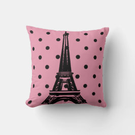 Almofada Travesseiros de torre Eiffel, rosa e preto