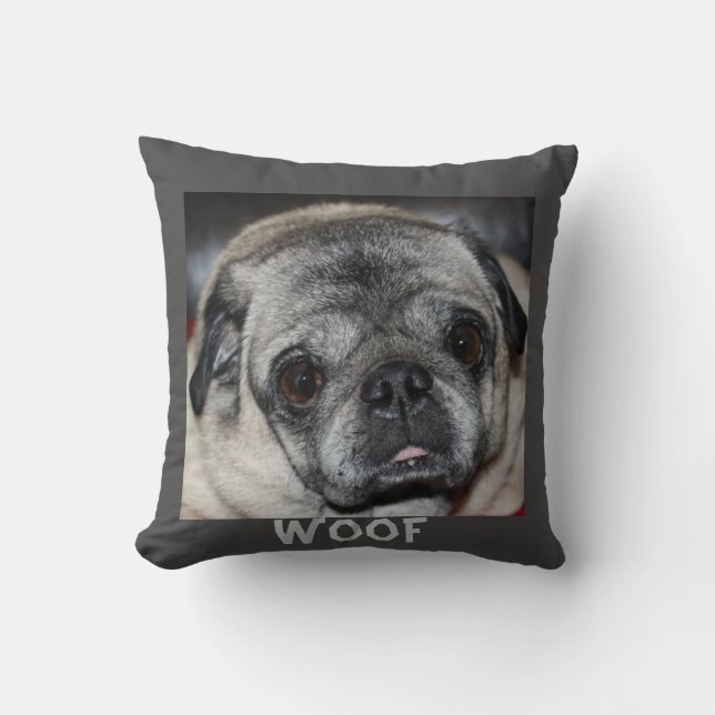 Almofada Travesseiros de Woof Pug (Frente)
