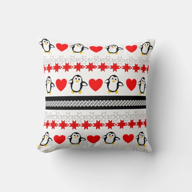 Almofada Travesseiros decorativos Cute Whimsy Penguin Padrã (Frente)