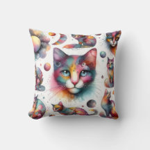 Travesseiros decorativos de Gatos com Cores d'água