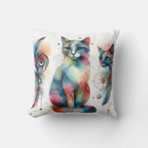 Travesseiros decorativos de Gatos de Aquarela Vibr