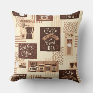 Almofada Travesseiros decorativos do teste padrão do café