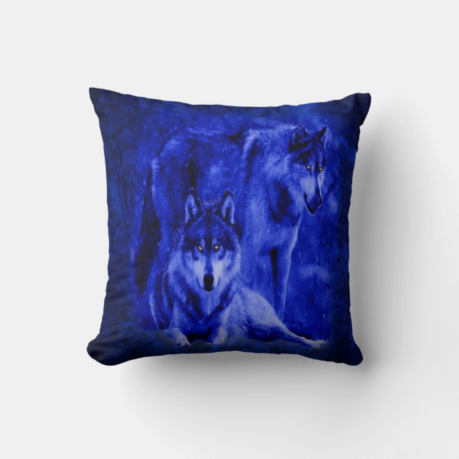 Almofada Travesseiros decorativos dos lobos do inverno (Frente)