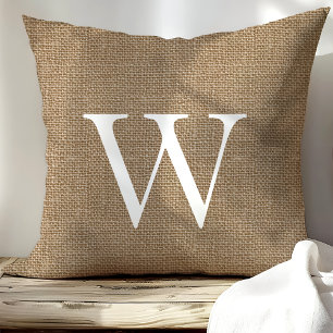 Almofada Travesseiros decorativos Monogramas Rustic Burlap
