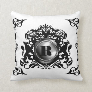 Almofada Travesseiros decorativos reais do monograma R da