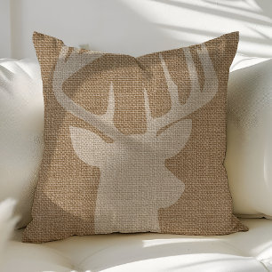 Almofada Travesseiros decorativos Rustic Deer Buck Burlap