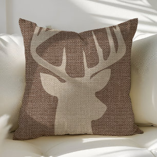 Almofada Travesseiros decorativos Rustic Deer Buck Burlap
