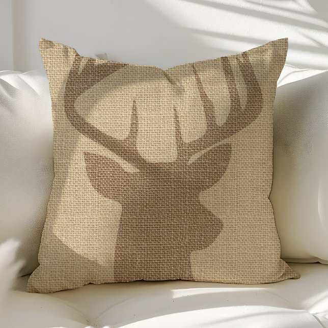 Almofada Travesseiros decorativos Rustic Deer Buck Burlap (Criador carregado)