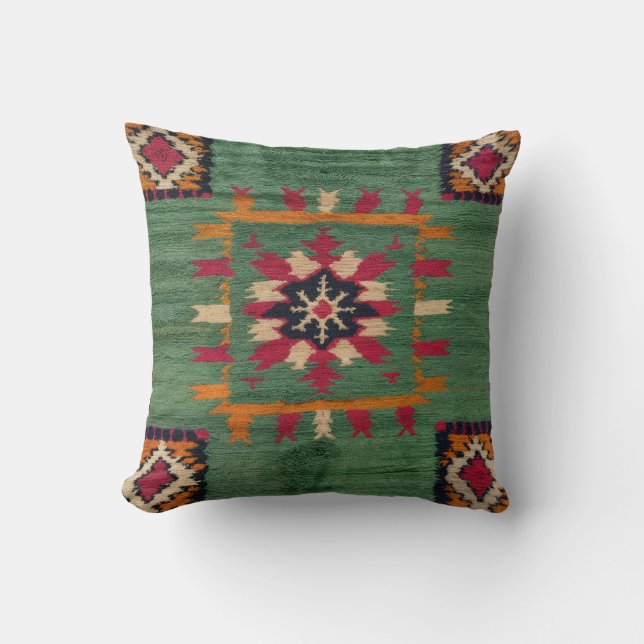 Almofada Travesseiros Green Kilim EUA: Um Destaque Cultural (Frente)