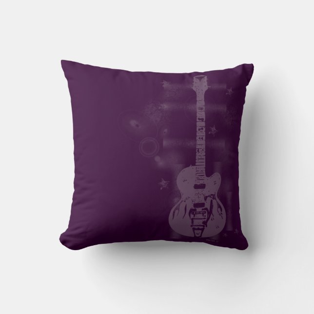 Almofada Travesseiros roxos gráficos da guitarra (Frente)