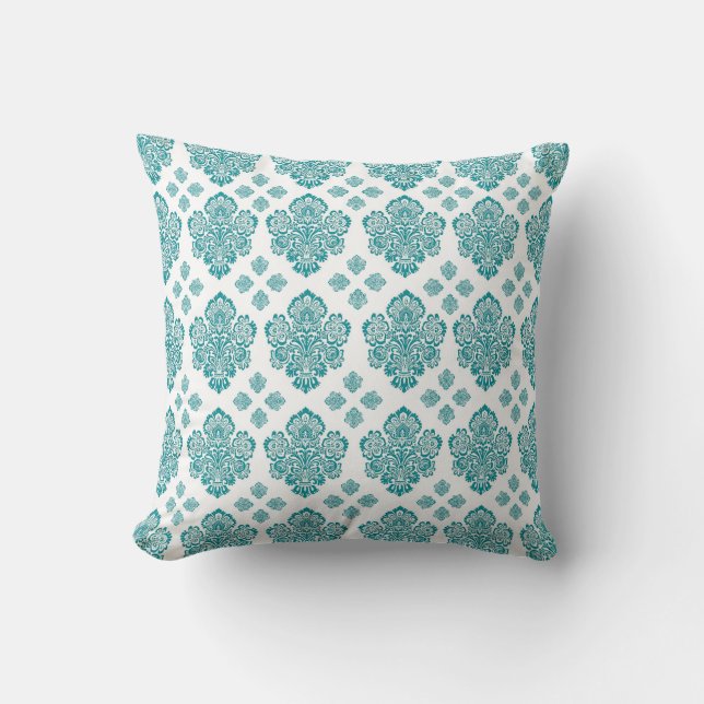 Almofada Travesseiros Teal Damask (Frente)
