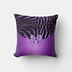 Almofada Travesseiros Zebra Preto Roxo Rosa Listra Laço