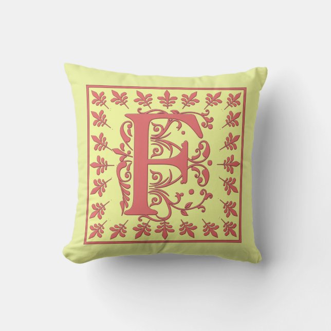 Almofada TRAVISSEIRO PILLOW INICIAL - F rosa em fundo AMARE (Frente)