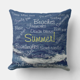 Almofada Trechos de Verão Dizendo Ondas de Praia Reversívei