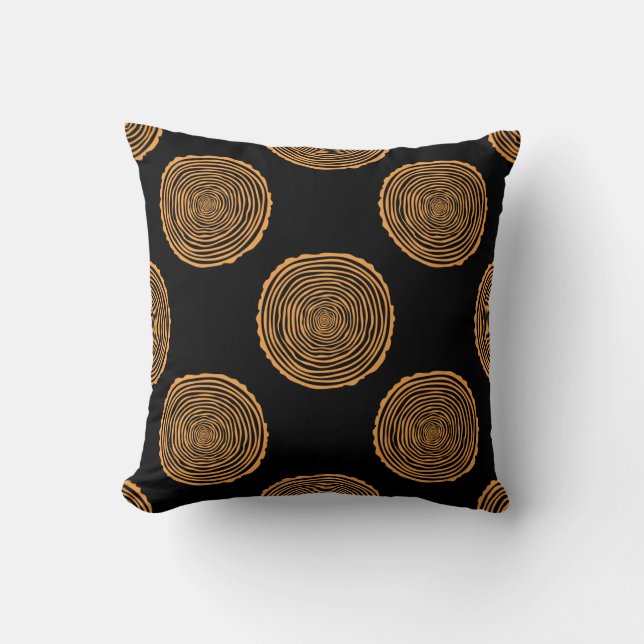 Almofada Tree Rings Seamless Pattern. Saw cut tree trunk ba (Frente)