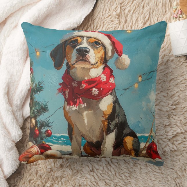 Almofada Treing Walker Coonhound Christmas Vintage Beach (Cobertor)
