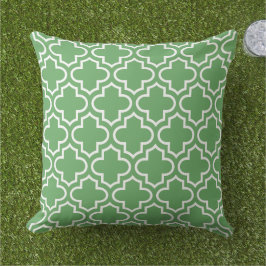 Almofada Trellis Quatrefoil Branco Verde Clássico