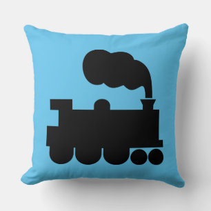 Almofada Trem do vapor - preto em 5ec5f3 azul