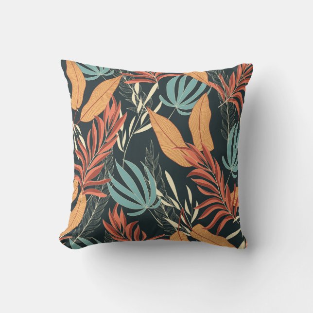 Almofada Trend seamless tropical pattern with bright yellow (Frente)