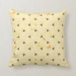 Almofada Trendy Amarelo Pálido, Abelha Mel, Padrão De Comb 