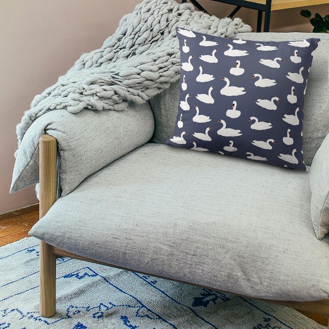 Almofada Trendy Blue com Padrão de Cisne (Swan Cushion Pillow)